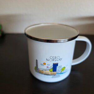 New OSLO Norway Enamel Mug Cup by Brodrene Flaaronning Camping Collectible Gift